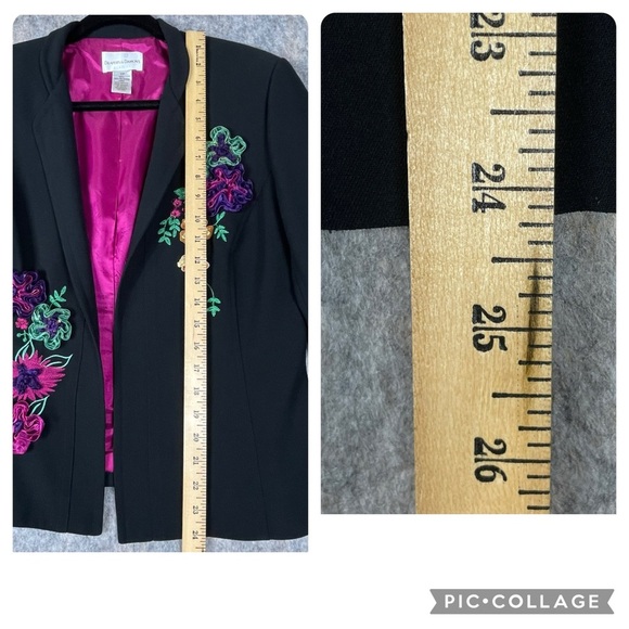 Draper's & Damon's Colorful Fun Embroidery Ribbon Flower Accent Blazer - Sz 12P - Picture 14 of 16